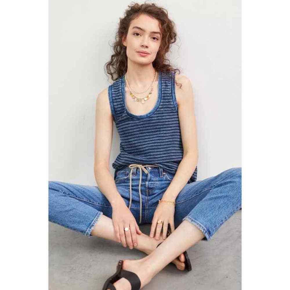 Pilcro- Anthropologie blue denim look striped tank top